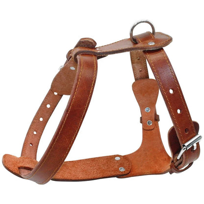 Genuine Leather Dog Harness  Brown 16"-30" Chest Adjustable Straps