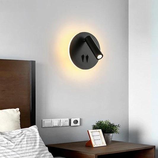 Switch LED Wall Lamp Bedroom Beside Home Indoor Square Round Iron Light Sconce Lighting