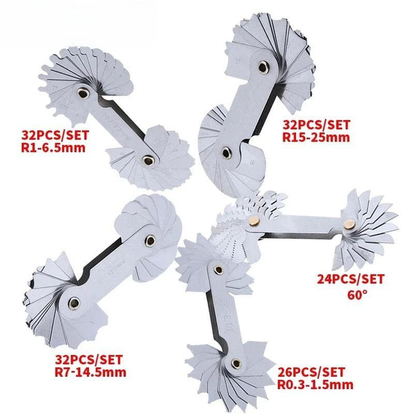 24/26/32pcs/Set Radius Gauge Stainless Steel Screw Thread Pitch Cutting Gauges Tools Set