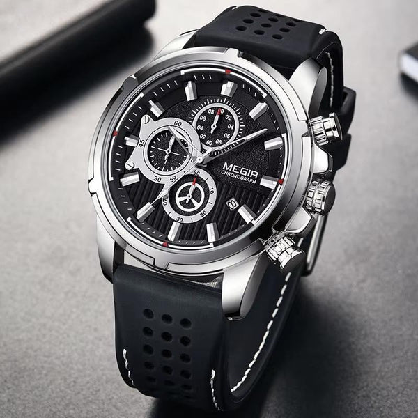 Army Sports Quartz Watches Men Chronograph Silicone Strap Wristwatch