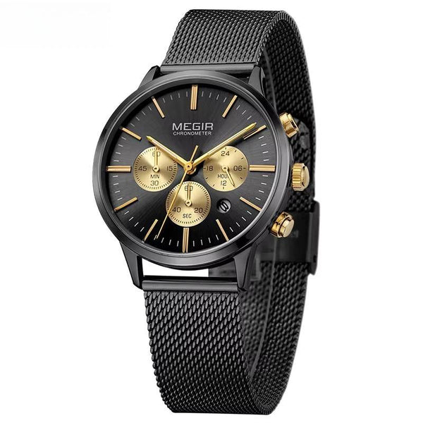 Women's Chronograph Steel Quartz Watches Fashion Waterproof Luminous 24-hour Analogue Wristwatch