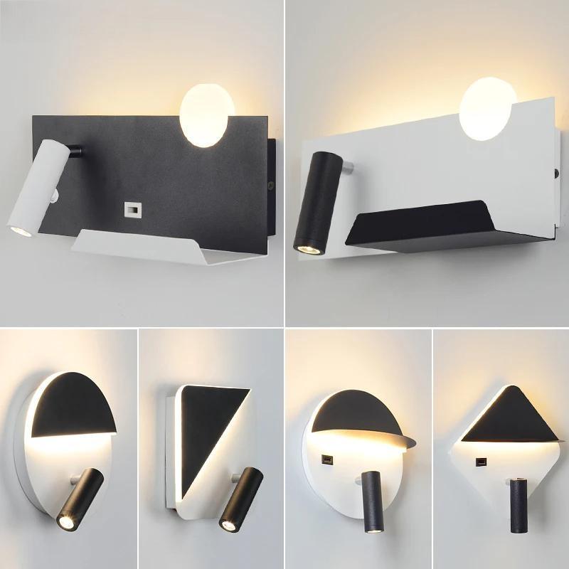 Modern LED Wall Lamp For Bedroom Bedside Study Indoor Round Iron Light