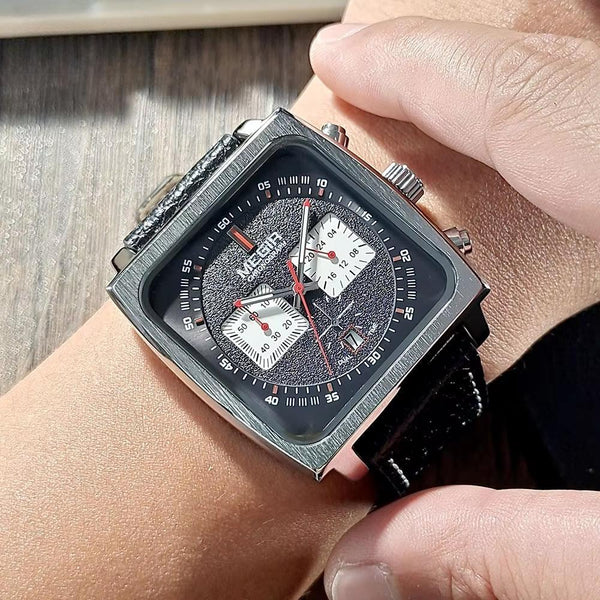 Casual Quartz Watches for Men Leather Strap Waterproof Luminous Chronograph Wristwatch