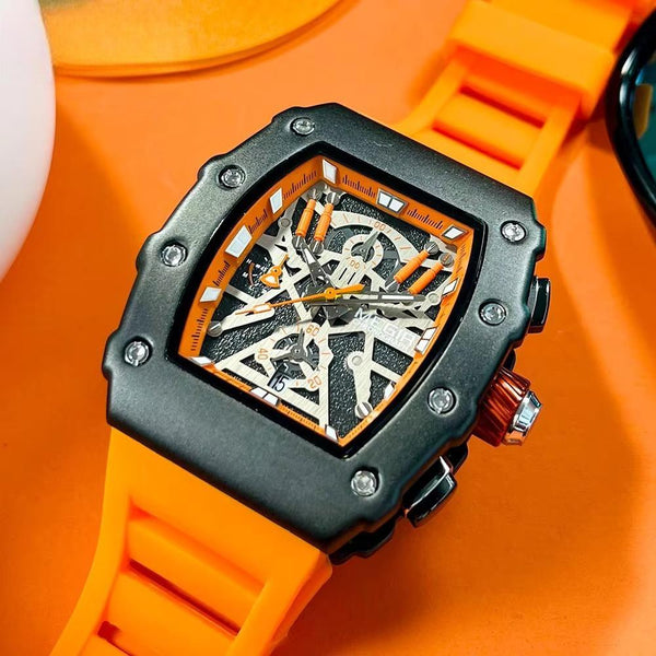 Military Sport Orange Silicone Strap Quartz Watch Men