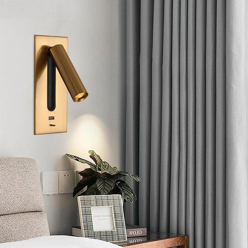 USB Charging Rotatable Modern New LED Wall Lights With Switch Living Study Room