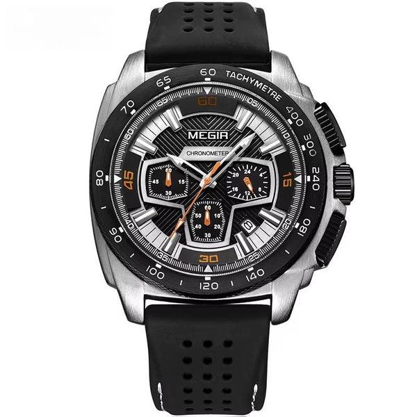 Men's Army Sports Chronograph Quartz Watches Silicone Band 24 Hours Military Waterproof Wristwatch