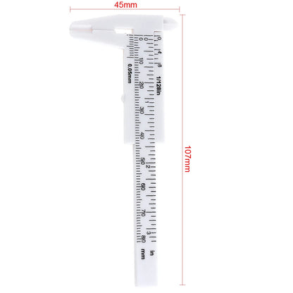 0-80mm Double Rule Scale Plastic Vernier Caliper Measuring Student Mini tool ruler DIY Tool