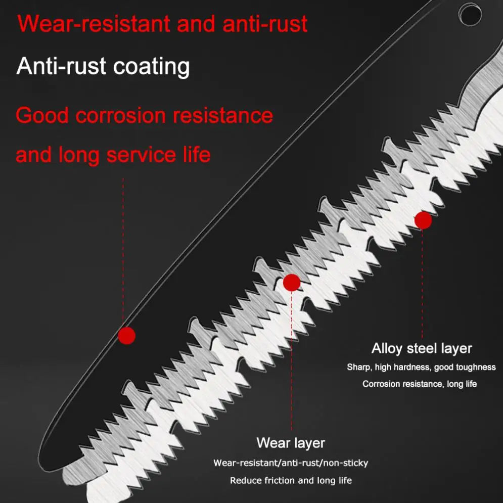 Folding Hand Saw SK5 Steel Blade Soft Rubber Handle Collapsible Sharp
