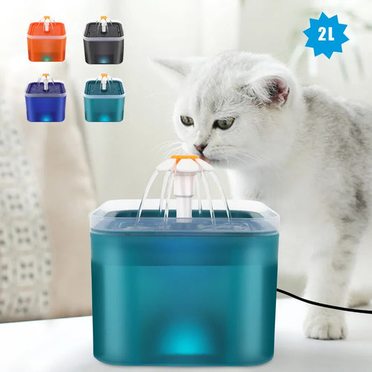 2L Automatic Pet Cat Water Fountain Filter Dispenser Feeder Bowl LED Light