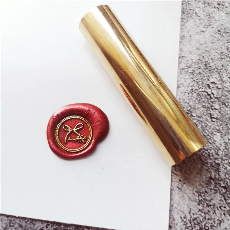 1Pcs vintage envelope    cylindrical sealing wax brass seal stamp