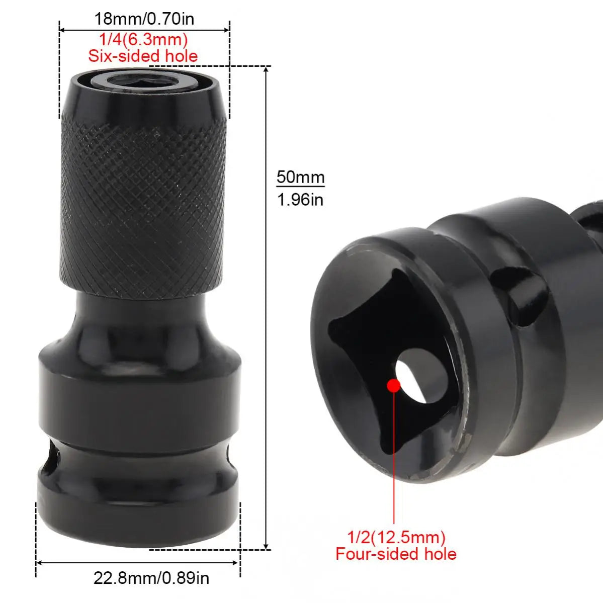 1/2 To 1/4 Inch Hex Female Telescopic Socket Adapter Quick Release Chucks Converter Drill Chuck Adaptor