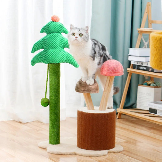 Funny Cat Tree Cactus Style Cat Scratching Post Cat Climbing Frame Tree Tower Playing Ball Toy