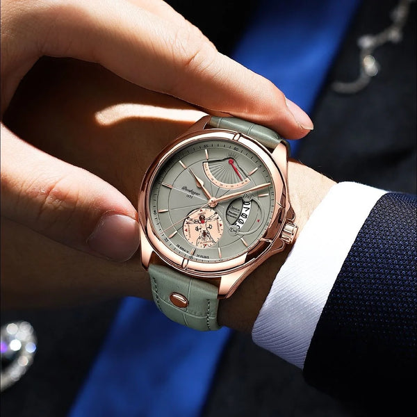 Fashion Big Dial Wristwatch Luxury Waterproof Calendar Quartz Leather Men's Watch