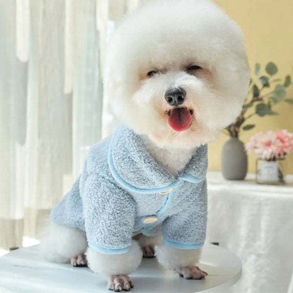 Fleece Warm Dog Jacket Winter Cat Coat Long Plush Pet Clothing Short Sleeve Costume Coats Jackets