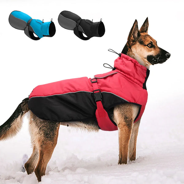 Winter Pet Jacket Warm Big Dog Coat Reflective Dog Clothes Adjustable Pets Outfit Clothing