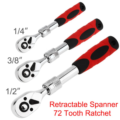 72 Teeth Flexible Ratchet Wrench  1/4 "3/8" 1/2 " Telescopic Socket
