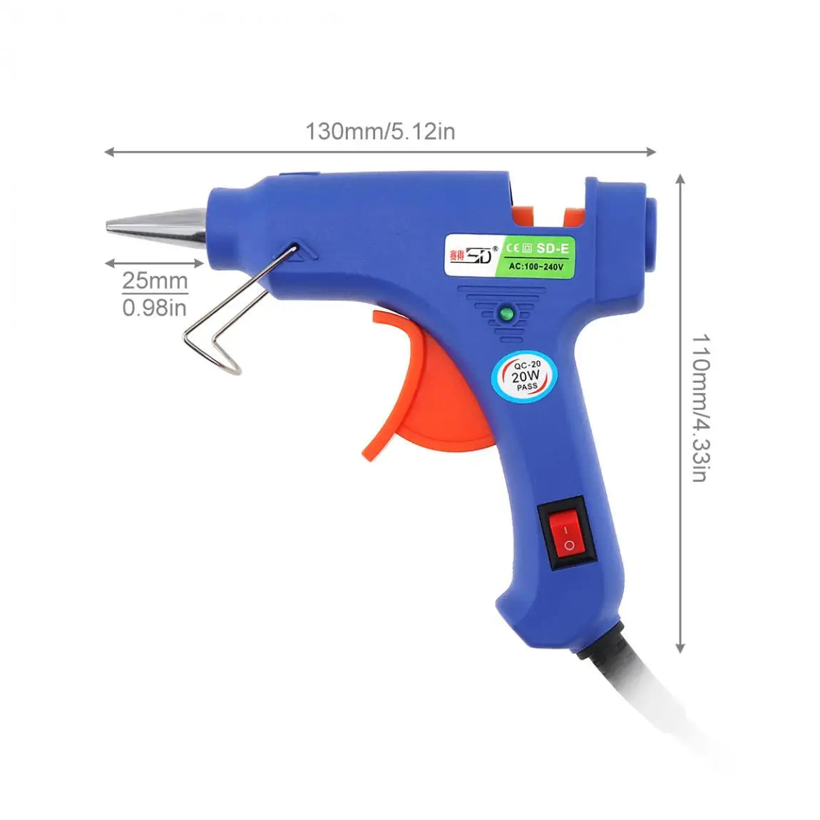 Hot Melt Glue Gun With 7mm Glue Sticks 20W Industrial Mini Guns