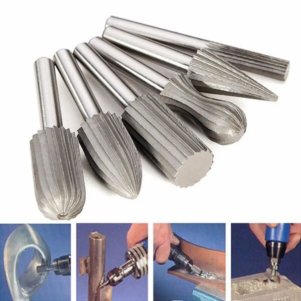 5/6pcs Professional HSS Tungsten Steel Rotary Cutter Files Grinding Engraving Drilling Bit