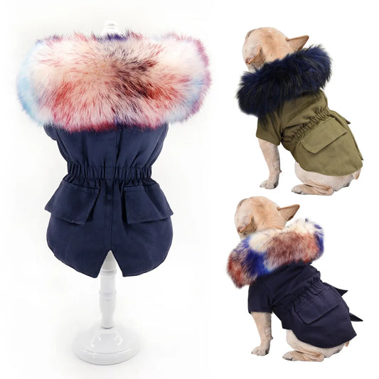Warm Winter Dog Clothes Luxury Fur Dog Coat Hoodie