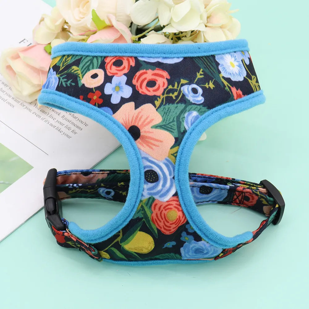 Cute Printed Chihuahua French Bulldog Harness Adjustable Puppy Cat Harness