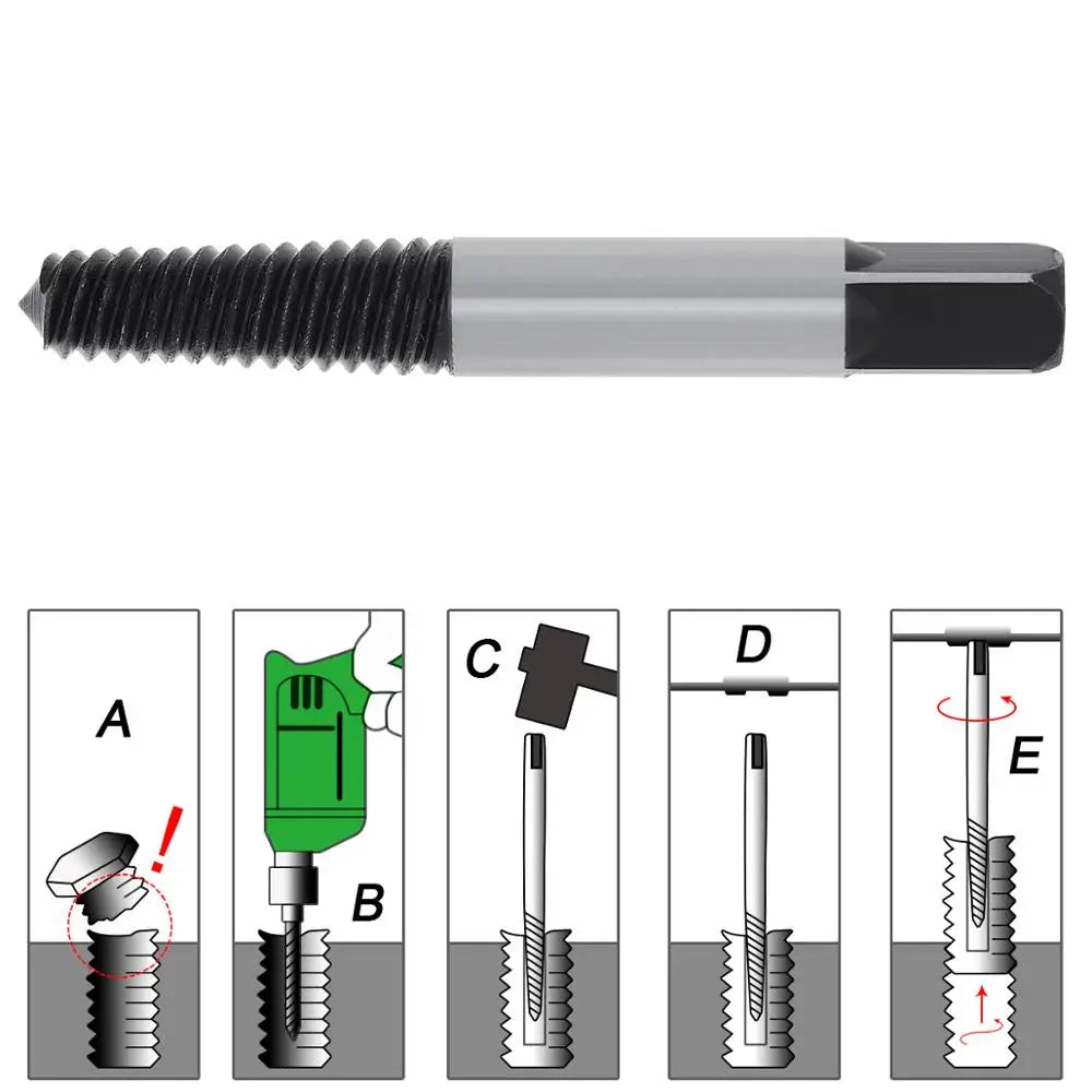 5pcs High Carbon Steel Screw Extractor Set Easy Out Drill Bits with Plastic Box