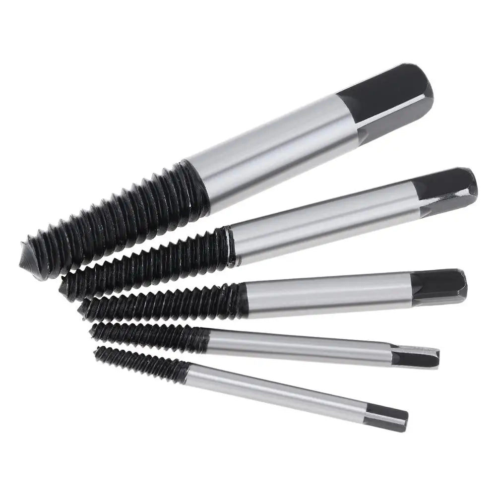 5pcs High Carbon Steel Screw Extractor Set Easy Out Drill Bits with Plastic Box