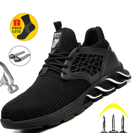 High Quality Work Sneakers Men Indestructible Safety Shoes Men Steel Toe Shoes