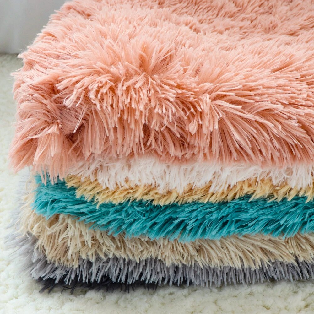 Soft Dog Mat Blanket Fluffy Long Plush Pet Puppy Cat Bed