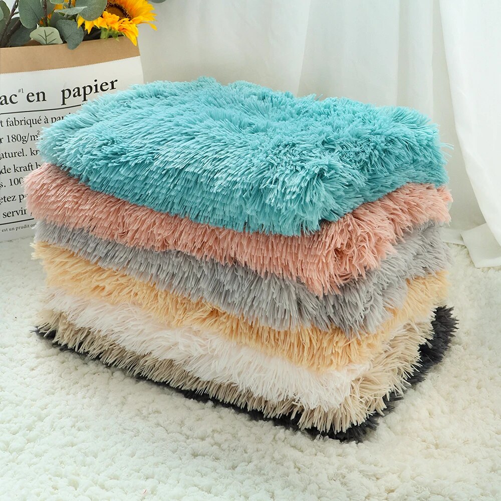 Soft Dog Mat Blanket Fluffy Long Plush Pet Puppy Cat Bed