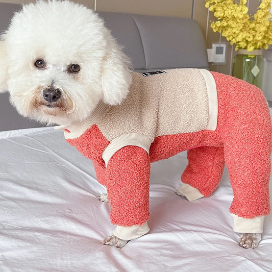 Pet Dog Jumpsuit Winter Warm Puppy Clothes Thicken Berber Fleece Pajamas