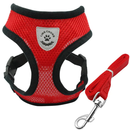 New Soft Breathable Air Nylon Mesh Puppy Dog Pet Cat Harness and Leash Set