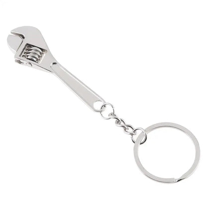 Key Wrenches Silver Zinc Alloy Portable Mini Adjustable Wrench Keychain with Chain Decoration