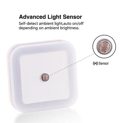 Wireless Sensor LED Night Light EU US Plug Mini Square Night Lights