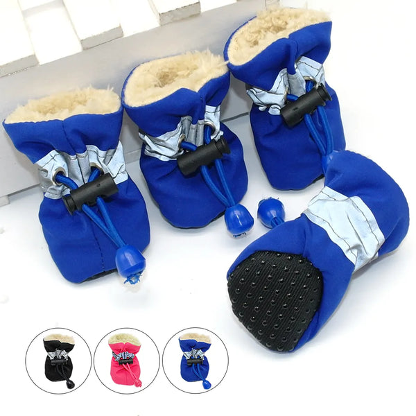 4pcs Waterproof Winter Pet Dog Shoes Anti-slip Rain Snow Boots