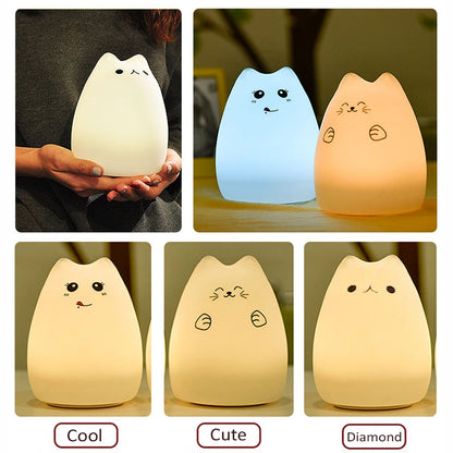 LED Night Light For Children Baby Kids soft Silicone Touch Sensor