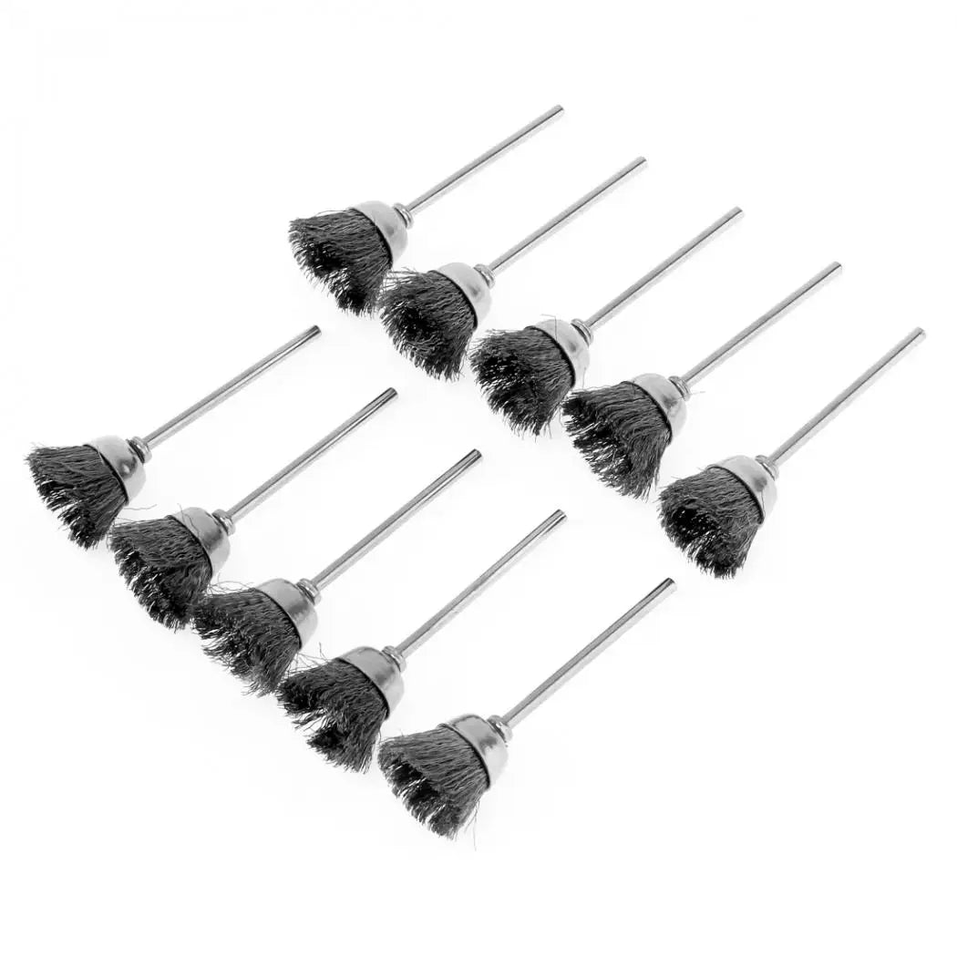 10pcs 8mm Wire Brush with Bowl-shape Head and 2.35mm Shank Tools Accessories