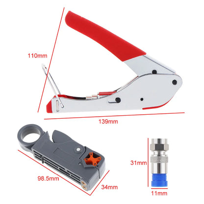 Coaxial Cable Stripper  Compression F Connector RG59 RG6 Cable Crimp Pliers