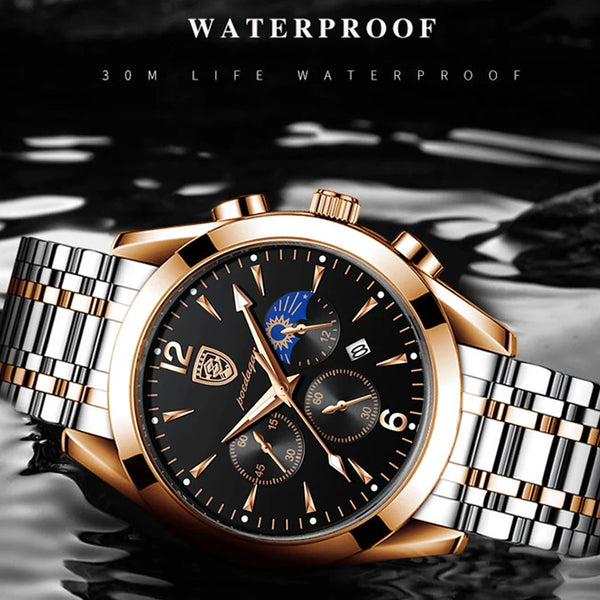 Reloj de pulsera de oro rosa nuevo de moda para negocios, reloj de cuarzo de lujo superior
