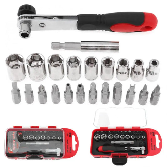 Portable Ratchet Socket Wrench Set 23pcs/38pcs  Torque Wrench 1/4 " Tools Kit