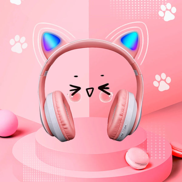 Pink Cute Cat Ears Wireless Headphone