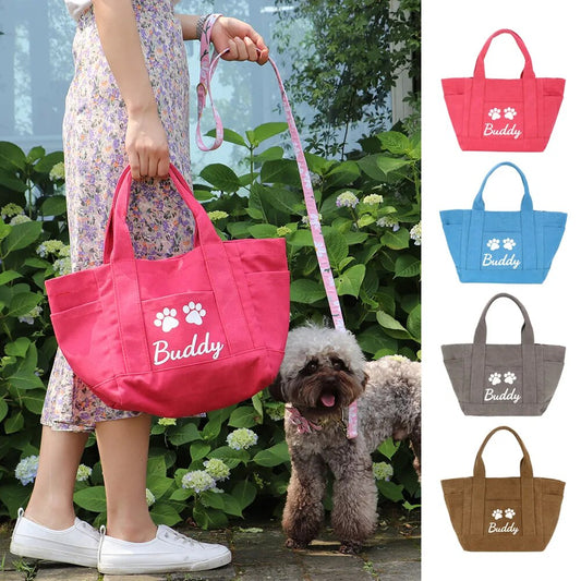 Personalized Dog Tote Bag Customized Puppy Dog Travel Bag Outdoor Traveling Handbag