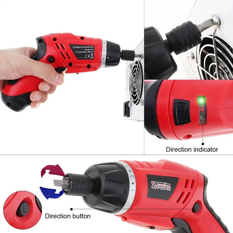 4.8V Electric Screwdriver Mini Drill Set with LED Lighting