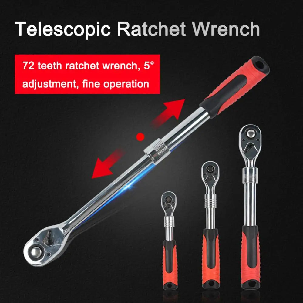 1/4 3/8 1/2 72 Teeth Telescopic Ratchet Wrench