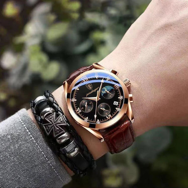 Reloj de pulsera de cuarzo de cuero de lujo para hombre de marca superior de moda