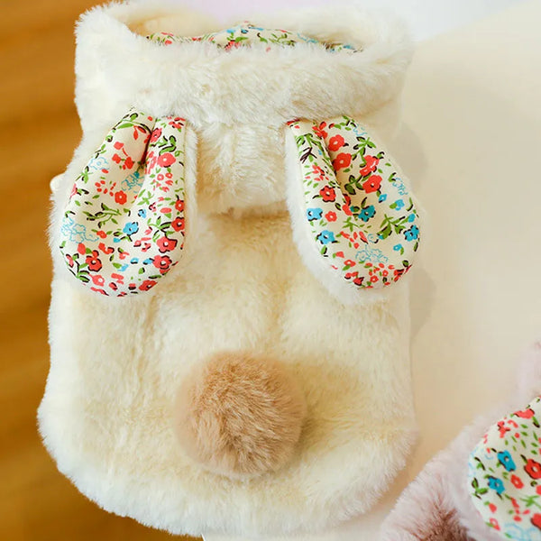 Warm Cat Coat Princess Dog Clothes Pink White Pet Jacket