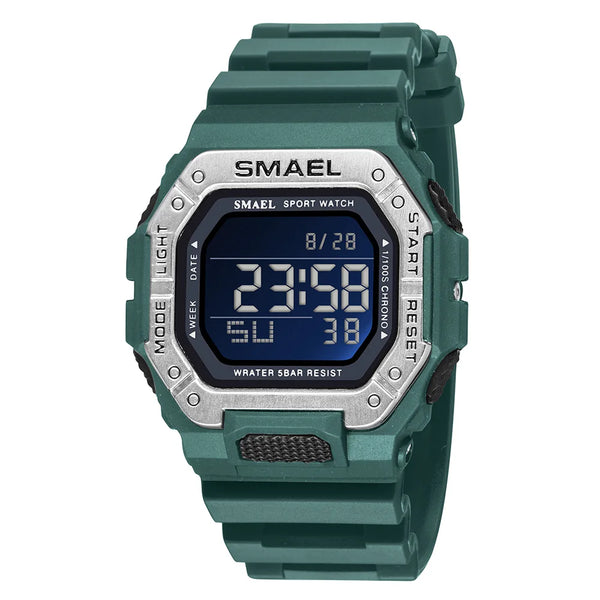 Sport Watches Digital LED Clock Waterproof Auto Date Military Army Green Square Wristwatches
