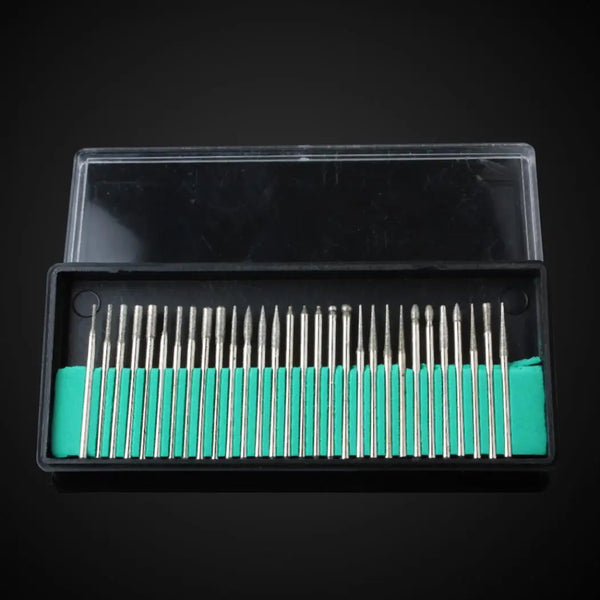 30pcs/lot 3mm Diamond Burrs Bit Set Polishing Needles for  Rotary Tool Engraving
