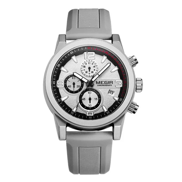 Gray Sport Watch Men Fashion Military Analog Chronograph Quartz Wristwatch