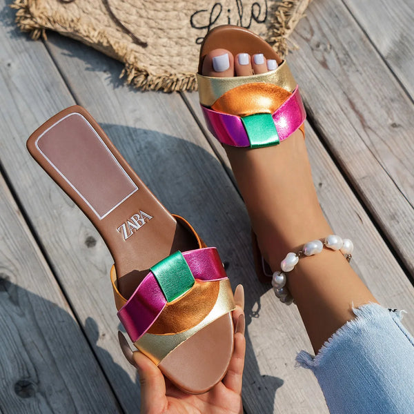 Woman Flat Slippers Luxury Designer Sandals Casual Bottom Slippers