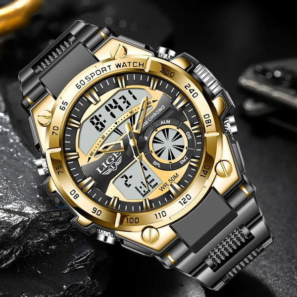 Relojes de lujo de moda con doble pantalla para hombre